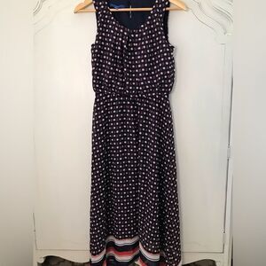 Apt 9 Midi Sleeveless Dress Red, White, Blue Lined Small petite Handkerchief Hem